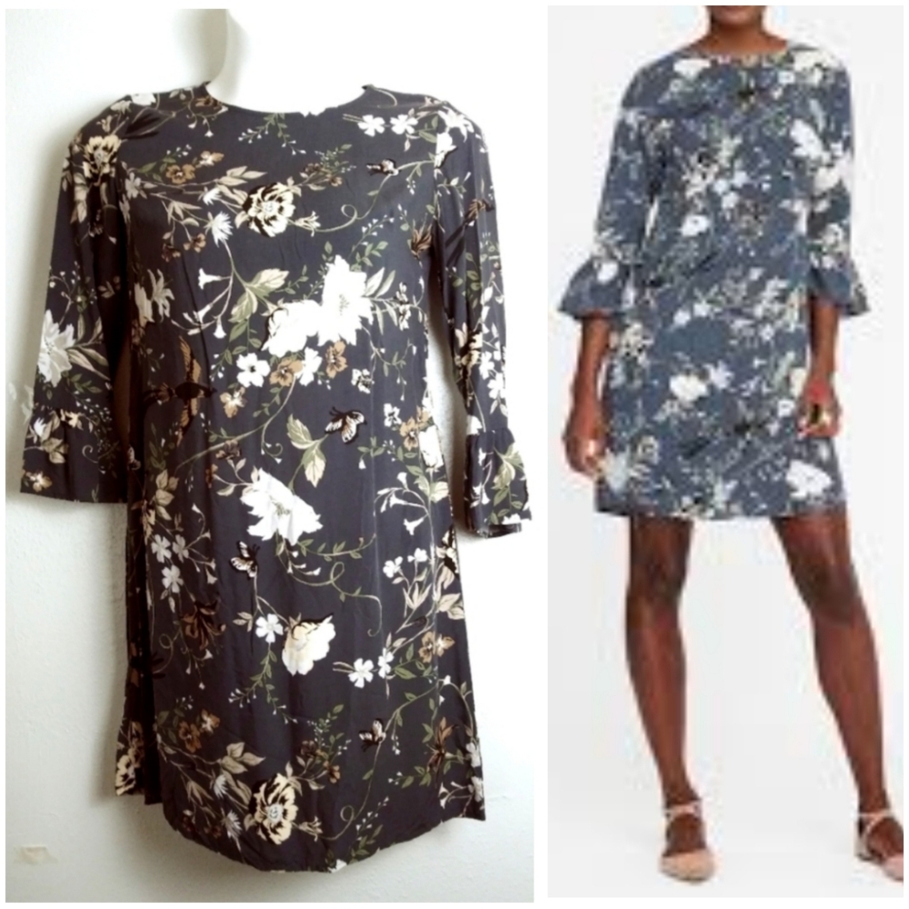Old Navy Gray and White Midi Dress Size Avail: S/M